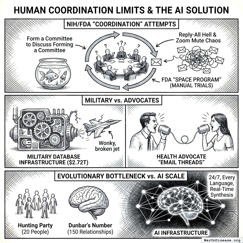 Humans can coordinate 150 people before everything breaks. AI can coordinate millions and doesn’t need sleep. We’re being outcompeted at cooperation by math.